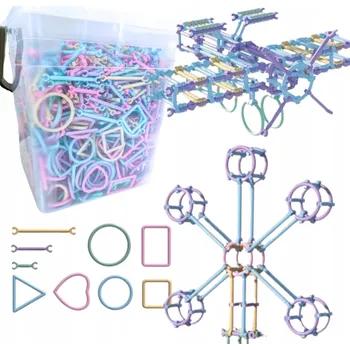 ostatní stavebnice Stavebnice Sada 2400 prvků Geometrické figurky Pastelové