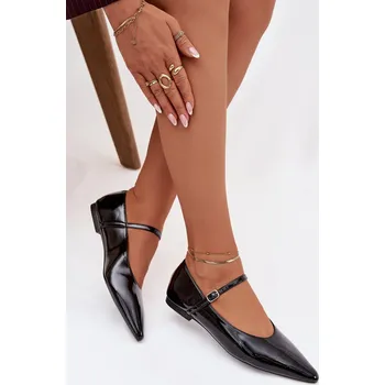 Dámské baleríny Lakované baleríny s řemínkem černé Jarelle Boto černá | bílá 3478167