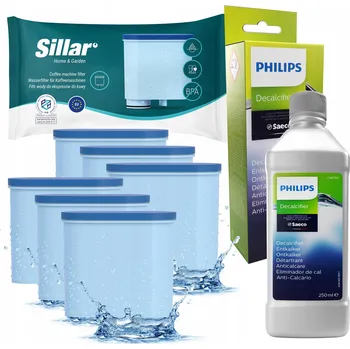 Příprava kávy Philips odvápňovač pro kávovar 0,25l + 6x filtr Sillar pro Saeco Philips