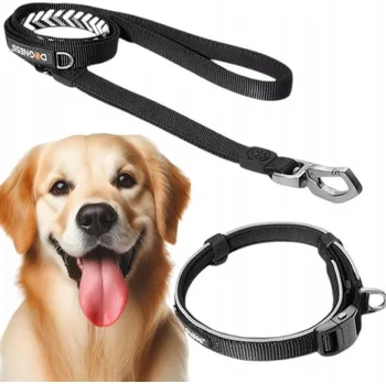 Obojek pro psa VODÍTKO pro psa REFLEXNÍ, dvě madla M/L, sada s OBOJKEM 35-49 cm M DOGNESS