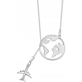 Náhrdelník STŘÍBRNÝ NÁHRDELNÍK ŘETÍZEK S LETADLEM A KULIČKOU STŘÍBRO RODOVANÉ 925 PRO NI