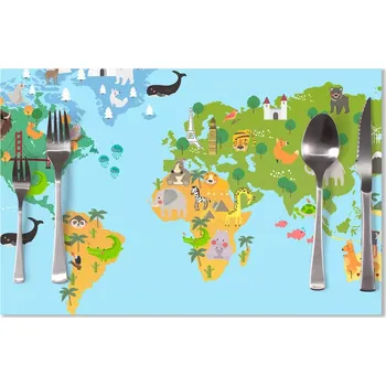 prostírání Sablio Prostírání Zvířecí mapa světa: 40x30cm
