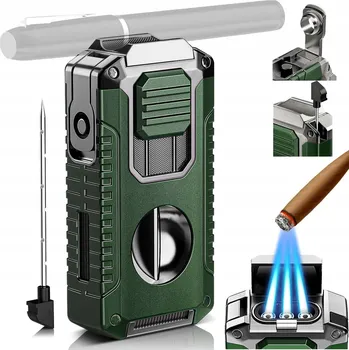 ZAPALOVAČ ŽHAVÍCÍ ZAPALOVAČ PLAMEN JET ČERNÁ PLYNOVÁ VĚTRUODOLNÁ TŘI PLAMENY