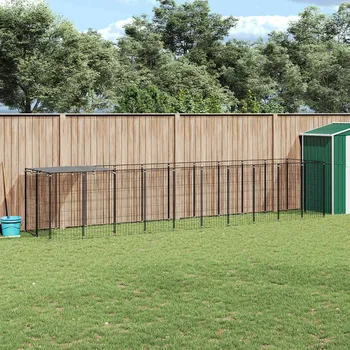 ohrádka pro psa zahrada-XL Psí kotec černý 6,05 m² ocel 3082201