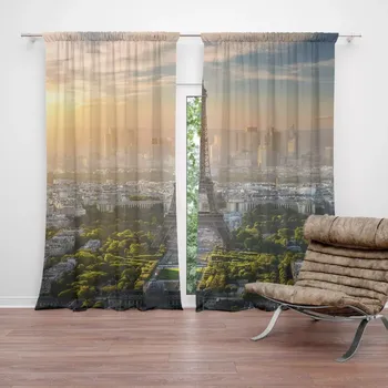 Závěs Sablio Závěs Paříž Eifellova věž Skyline: 2ks 140x250cm