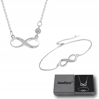 Přívěsek Stříbrná Sada Šperků Řetízky Přívěsek Nekonečno Křišťály