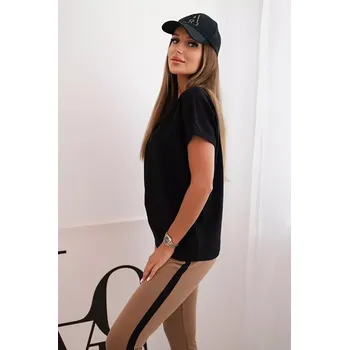 Kesi Dámská bavlněná souprava s tričkem a legínami s lampasem černý Kesi černá | bílá | kaki 3478658