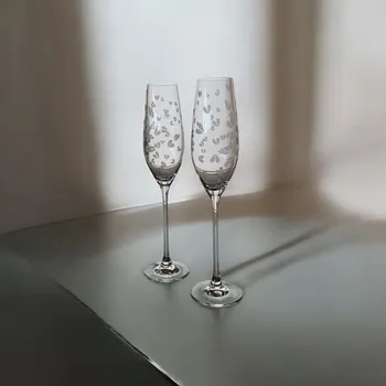 Sklenice Sklenice na sekt Srdíčka, set 2 kusů