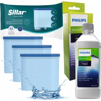 Filtr do kávovaru Philips odvápňovač pro kávovar 0,25l + 4x filtr Sillar pro Saeco Philips