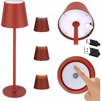 Lampička LED stolní lampa 38,5 cm BEZDRÁTOVÁ 3 režimy dotyková noční lampa USB-C