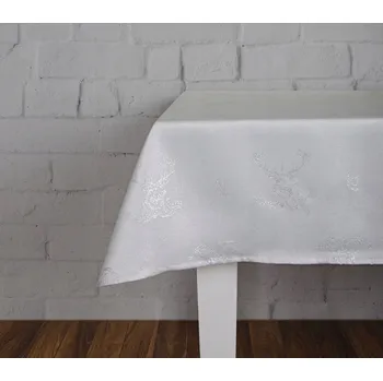ubrus VÁNOČNÍ UBRUS 150X300 SILVER DEER JELEN SOB BÍLÝ
