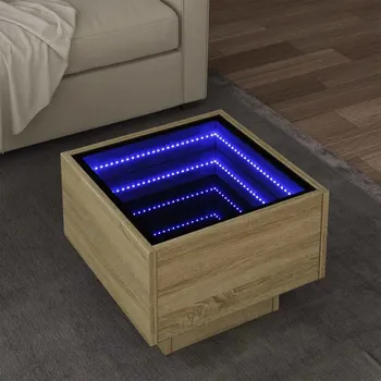 Konferenční stolek vidaXL Odkládací stolek s LED 40 x 40 x 30 cm kompozitní dřevo [847503] Barva: dub sonoma