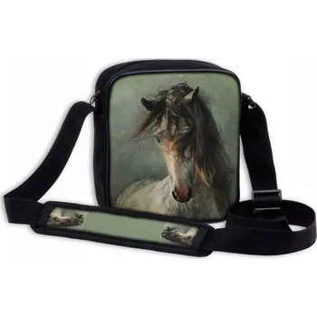 Kabelka MALÁ VERTIKÁLNÍ TAŠKA S KONĚM, ŠEDÝ KŮŇ, DO ŠKOLY PL