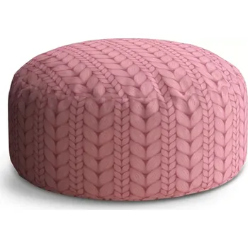 Taburet Sablio Taburet Circle Růžové pletení: 38x48 cm
