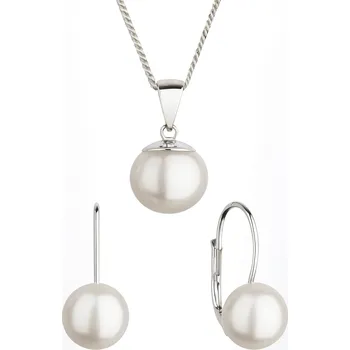 Souprava šperků Stříbrná souprava říční perly ploché bílé Melori