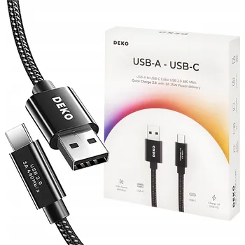 Datový kabel Kabel DEKO USB – USB typ C 2 m černý