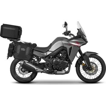 Zavazadlo na motocykl SHAD Kompletná sada sedlových brašní TERRA TR40 adventure a hliníkového kufra SHAD TERRA TR55 PURE BLACK, vrátane montážnej sady HONDA TRANSALP 750