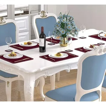 prostírání Sada 6 omyvatelných prostírání na stůl z eko kůže, bordó