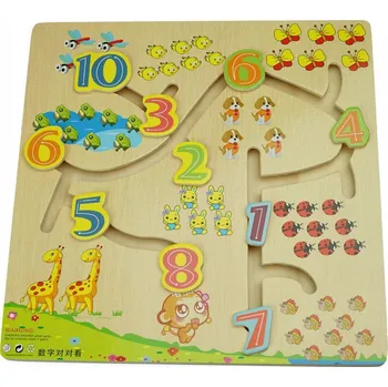 Dřevěná hračka POSUVNÁ PUZZLE LABYRINT DŘEVĚNÝ S ČÍSLY
