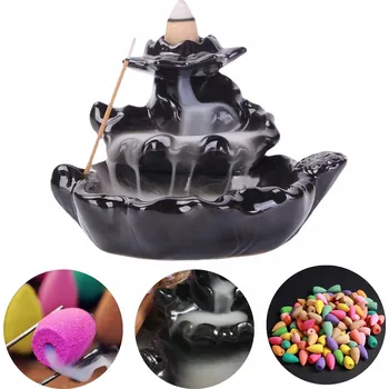 Aroma lampa AROMALAMPA KERAMICKÝ VODOPÁD AROMATERAPIE BACKFLOW + 36 KADIDEL