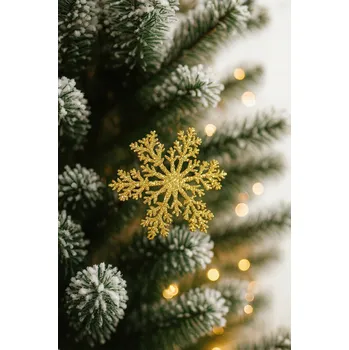 Vánoční dekorace Vánoční ozdoby Sněhové Vločky vánoční hvězdy, zlaté ozdoby 1 6 Ks