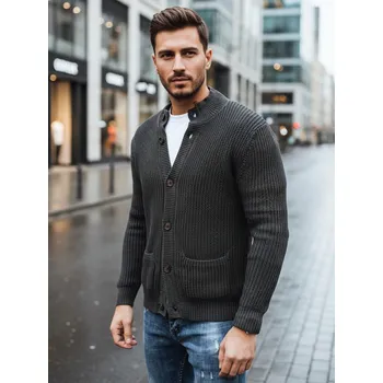 Pánský svetr Pánský pletený svetr na knoflíky DStreet modrá | bílá | šedá | světle modrá | vícebarevná 3482708