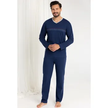 Dámské pyžamo Regina pánské pyžamo s dlouhým rukávem 485 tmavě modrá