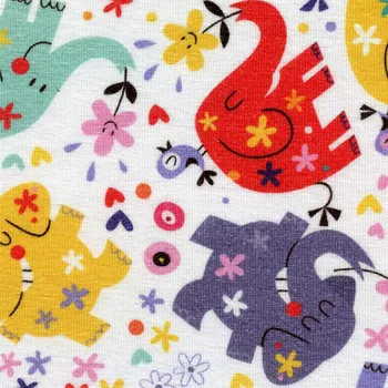 Moraviatex Jednolíc elastický bavlna/Elastan 6% digi tisk barevní Sloníci