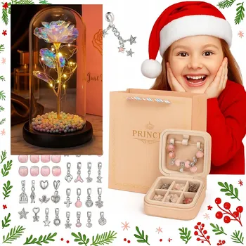 Lampička NOČNÍ LAMPA VĚČNÁ RŮŽE LED + SADA, PRO DÍVKU K MIKULÁŠI, VÁNOCŮM