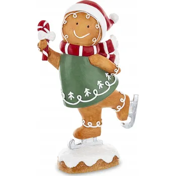 Vánoční dekorace Perníček na bruslích 22,5 cm zelená