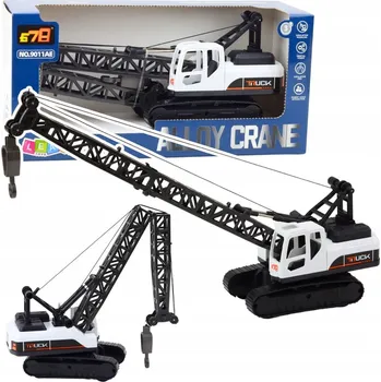 autíčko Stavební pásový jeřáb otočný o 360° s pohyblivým hákem, bílý