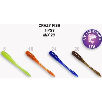 Gumová nástraha Crazy Fish Tipsy 5cm Mix 20 (8ks)