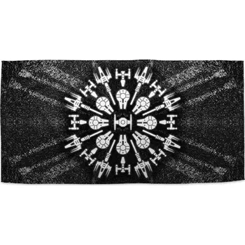 Osuška Sablio Ručník Star Wars Vesmírné lodě na šedém abstraktu - 50x100 cm