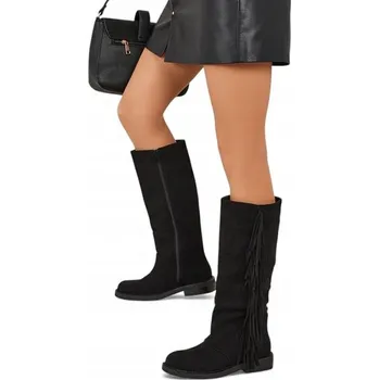 Dámské kozačky Royalfashion dámské kozačky pod koleno s plochým podpatkem, velikost 37