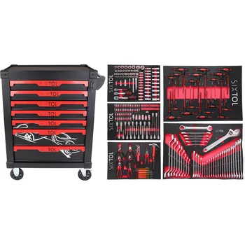 Dílenský vozík na nářadí MECHANIC TROLLEY KEVIN 253, 7 šuplíků, 253 ks nářadí SIXTOL