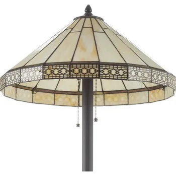 Lampička Clayre&Eef Podle Tiffany ztvárněná stojací lampa Bradley krémová, tmavě hnědá 2 x 60 W - Doprava zdarma