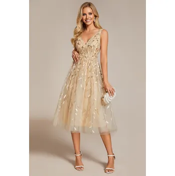 Dámské šaty EVER PRETTY Společenské midi šaty s flitry NOA zlaté Barva: Zlatá, Velikost: 36