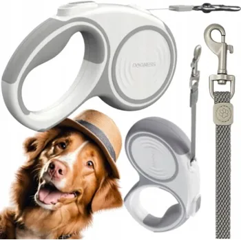 Vodítko pro psa VODÍTKO AUTOMATICKÁ PRO PSA páska 5 m (L) do 36 kg šedá DOGNESS LIBERTY
