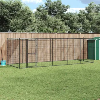 ohrádka pro psa zahrada-XL Venkovní psí kotec se střechou ocel 12,1 m² 3082294
