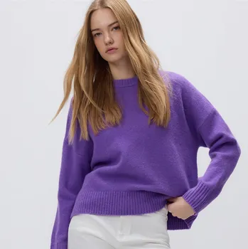 Dámský svetr Reserved - Svetr se spadlou linií ramen - fialová - 218GP-45X - 218GP-45X-S