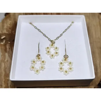 Souprava šperků Bellakvět Sada "Sněhová vločka" - Náhrdelník & Náušnice bílá