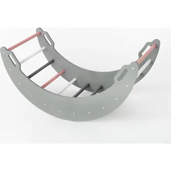 Dětská houpačka Houpačka dřevěná pro děti Moon, růžovo-šedá