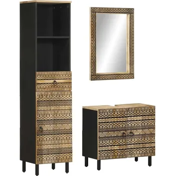 Koupelnový nábytek vidaXL 3dílná koupelnová sestava masivní mangovníkové dřevo [3310130]