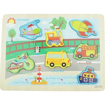 Dřevěná hračka DŘEVĚNÁ BAREVNÁ SKLÁDAČKA PUZZLE VOZIDLA
