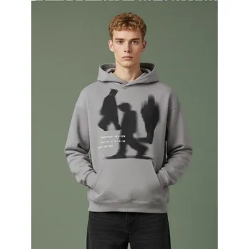 Pánská mikina Mikina s kapucí a potiskem - XL - House - světle šedá - 367JS-09X