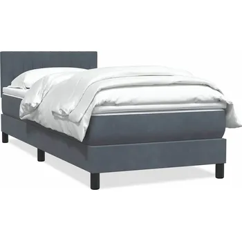 Postel vidaXL Box Spring Postel s matrací 90x220 cm Samet [3316434] Barva: Tmavě šedá