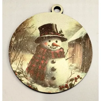 Vánoční dekorace Vánoční výřez baňka - vánoční obrázek - Sněhulák č.9