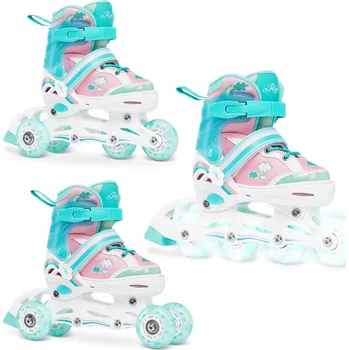Kolečkové brusle Brusle 3v1 Raven Zoya Mint svítící kola LED Velikost bruslí: EU 30-33