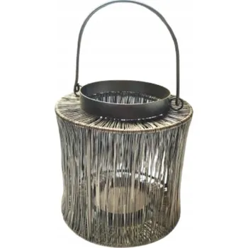 Svícen Lumero Kovový svícen velký Lucerna Lampion na svíčky zlatý 15x17cm