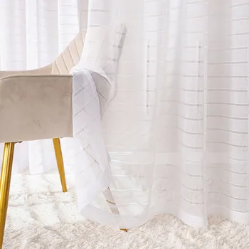 Záclona Hotová záclona 140x250 cm etaminová páska žabky geometrické pruhy ložnice